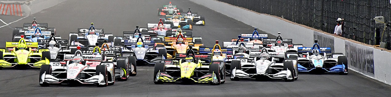 indy cars racing to through the start line Pittsburgh